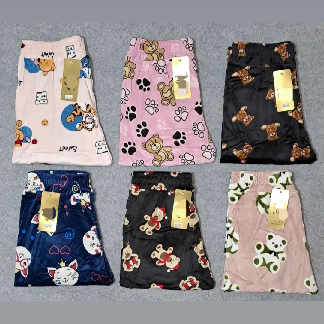 شلوار مخمل طرحدار نرم برند GVC فری سایز